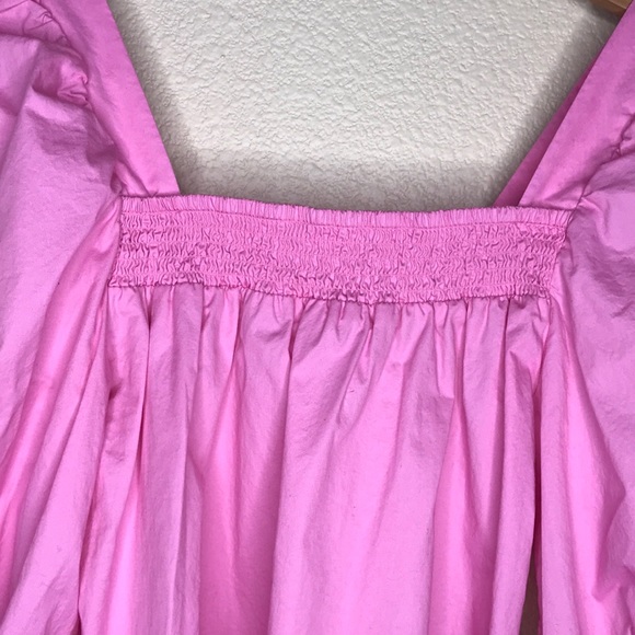H&M Pink Poplin Puff Sleeve Blouse Size Small - Picture 7 of 12